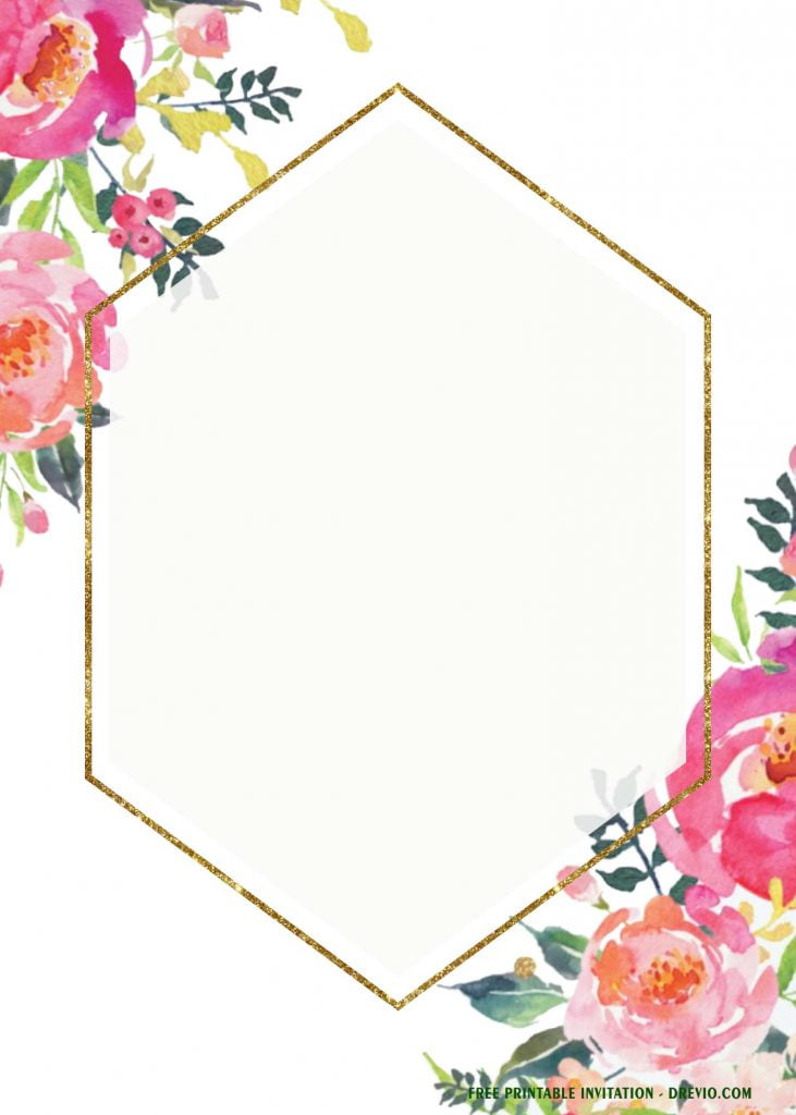Free Printable Romantic Floral Rose Invitation Templates With Pink Roses and White Background