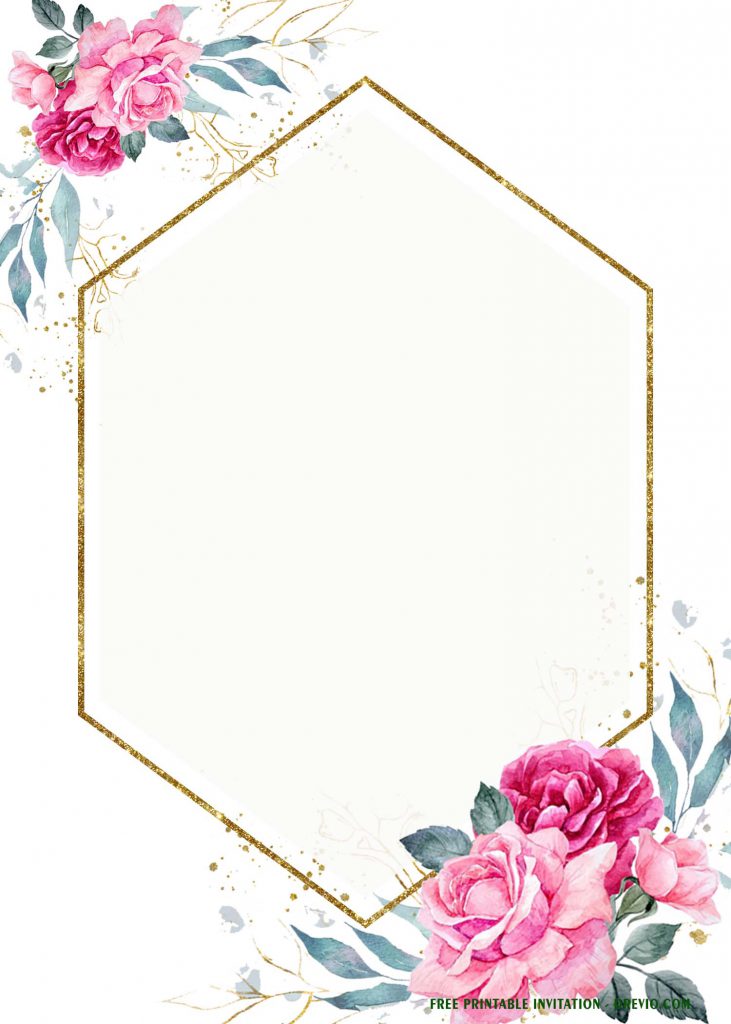 Free Printable Romantic Floral Rose Invitation Templates With Portrait Design