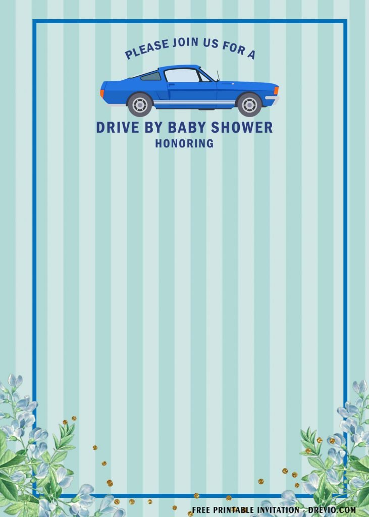 Free Printable Blue Themed Drive By Party Invitation Templates With Blue Frames