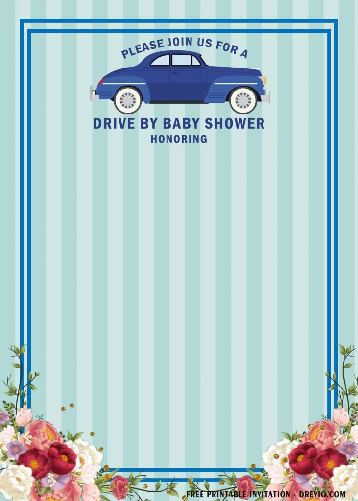 Free Printable Blue Themed Drive By Party Invitation Templates With Space For Party Details