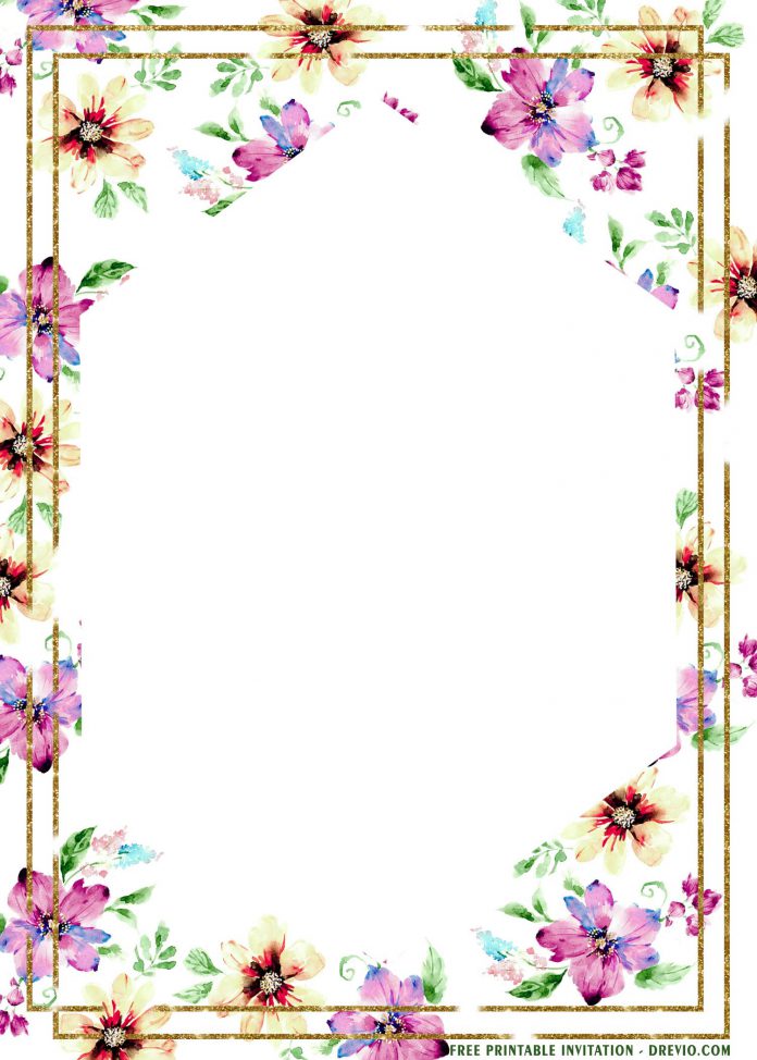 (FREE Printable) - Floral Frame Invitation Templates - For Any ...