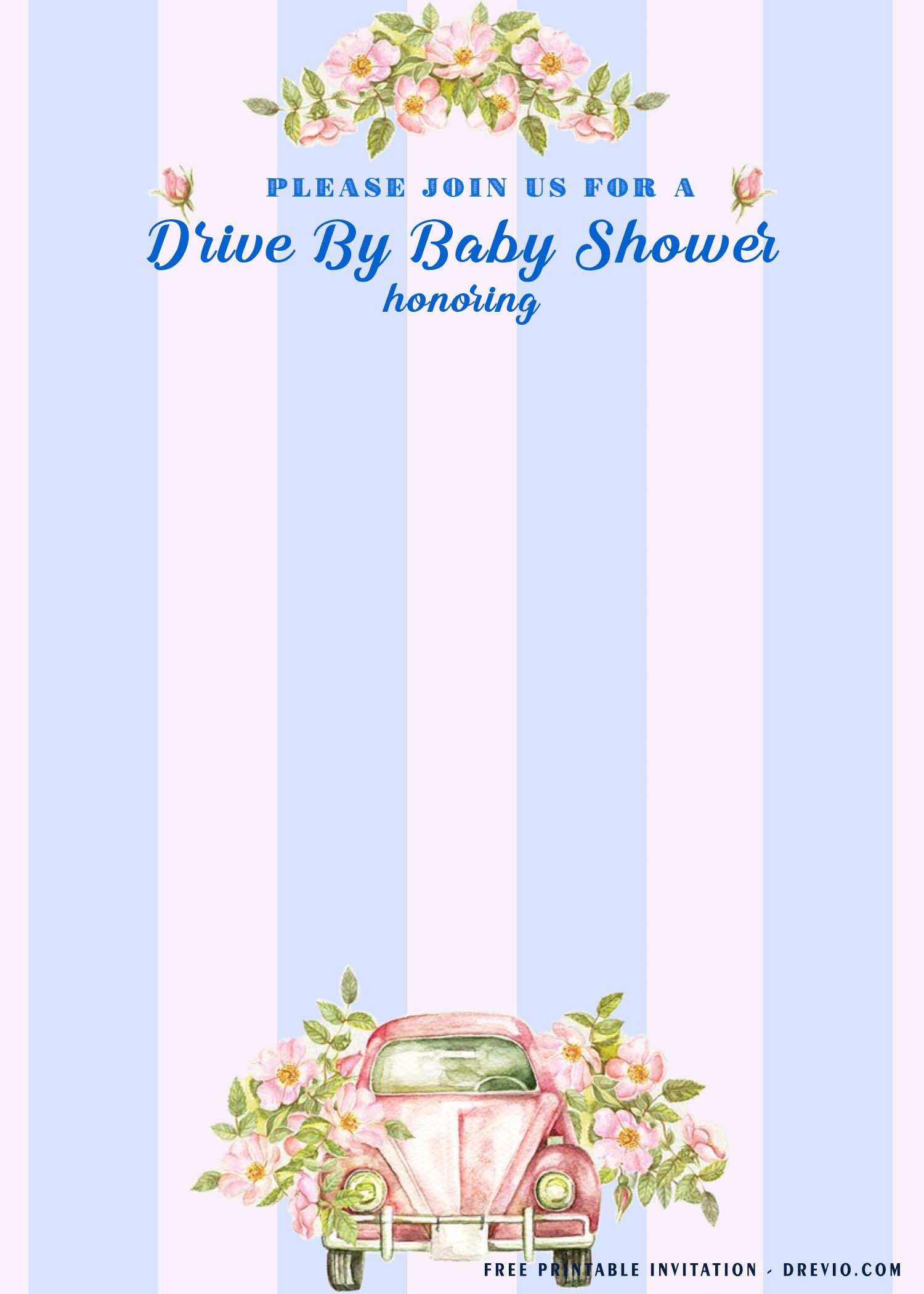 Printable Baby Shower Invitation Baby Shower Invitation Template Pink Vertical Stripes and Gold Baby Shower Invitation Digital Download