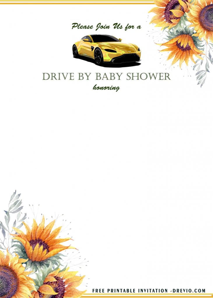 Free Printable Oh Baby Sunflower Invitation Templates With White Background