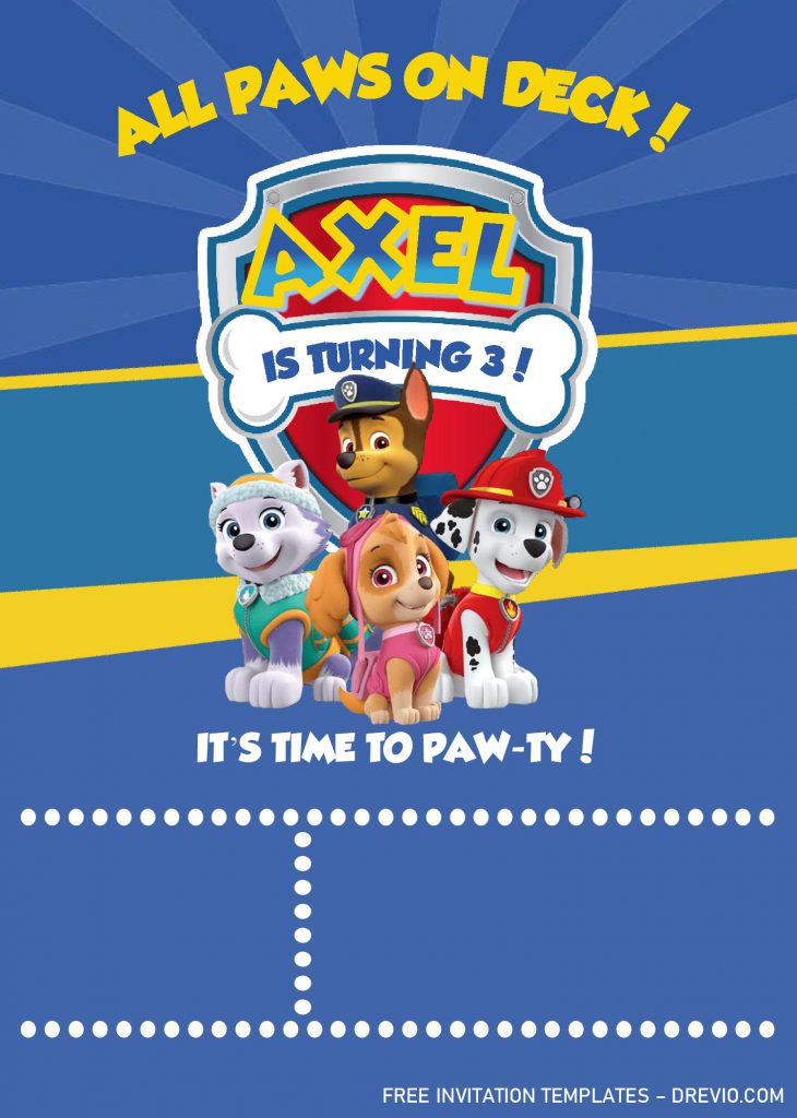 Paw Patrol Invitation Templates - Editable With MS Word and decorated with cute fonts