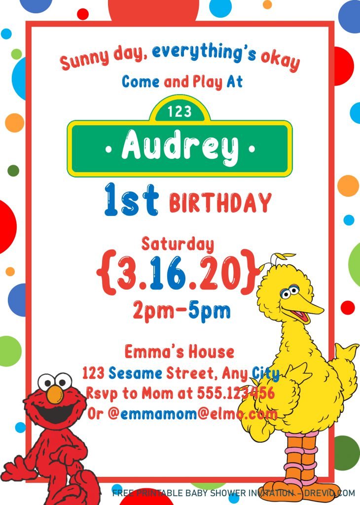 Sesame Street Invitation Templates For Birthday Boys and Girls With Cute and Colorful Fonts