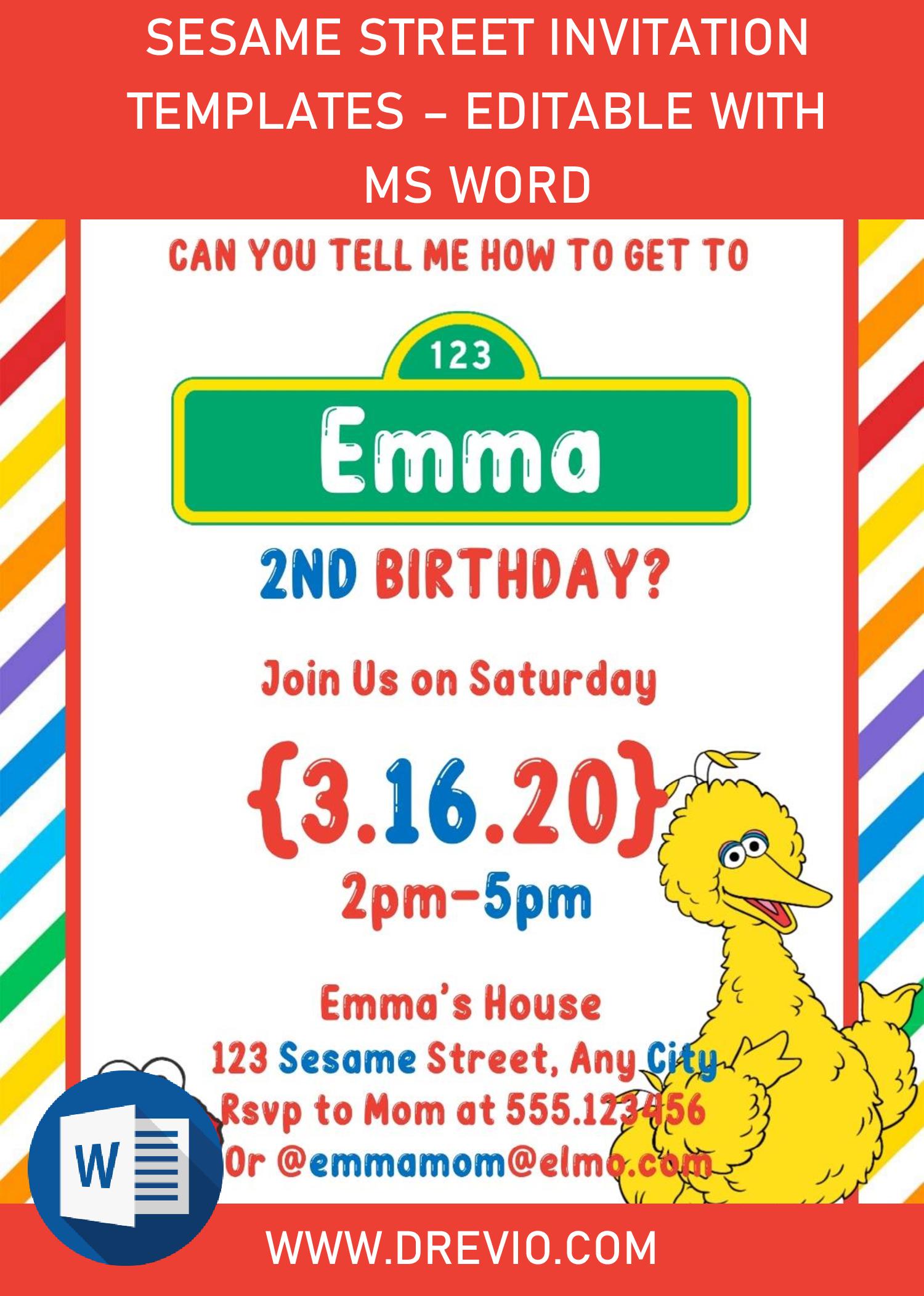 Sesame Street Invitation Templates For Birthday Boys and Girls With