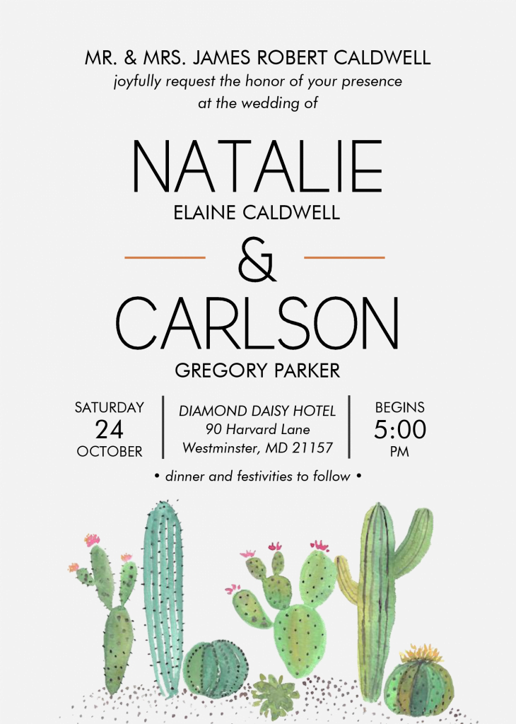 Watercolor Cactus Invitation Templates - Editable With MS Word and has Modern design