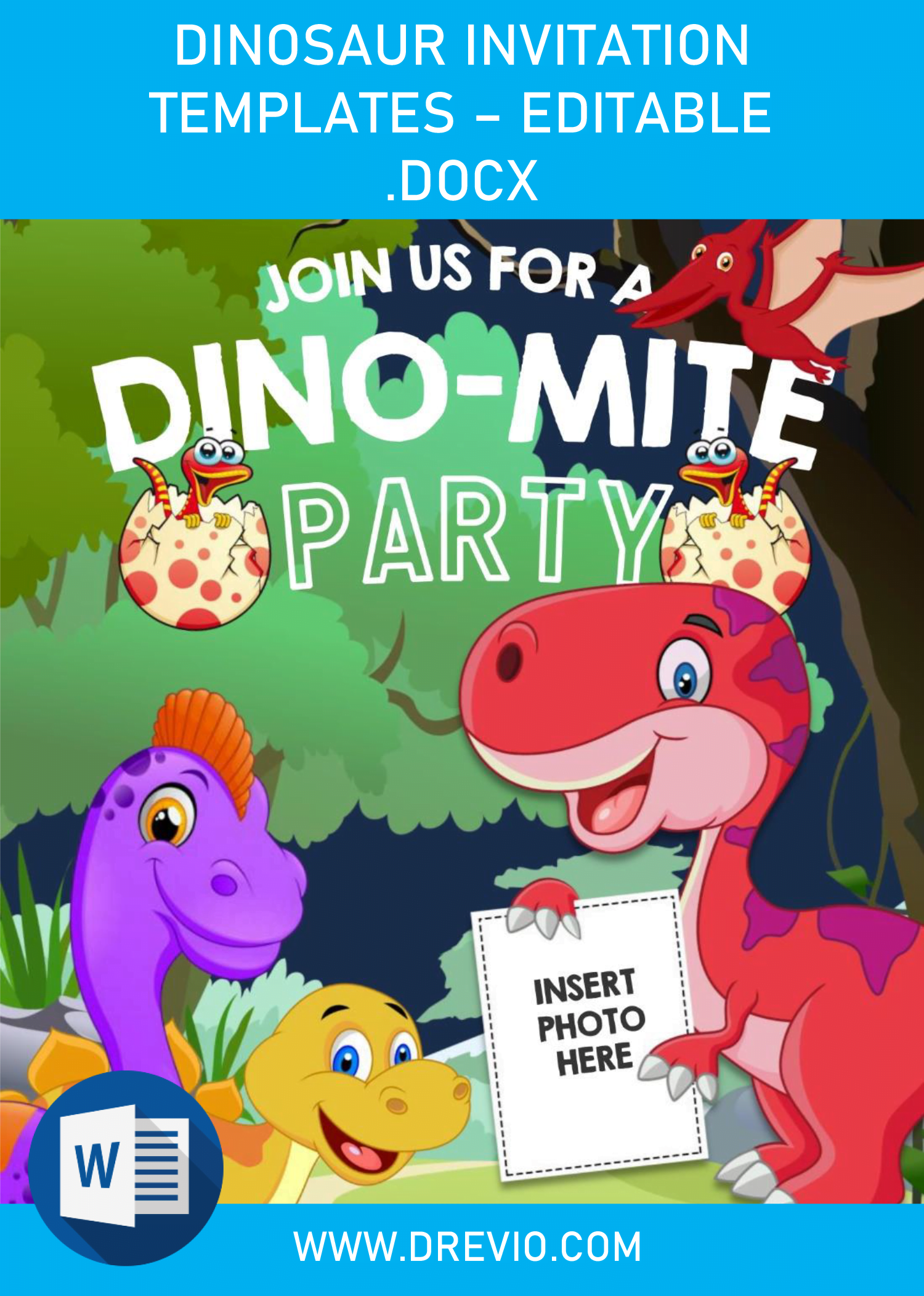 Dinosaur Invitation Templates - Editable .Docx