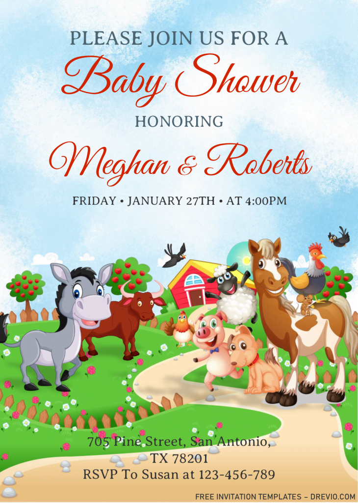 Farm Animals Invitation Templates - Editable With Microsoft Word and has Cute Livestock Animals