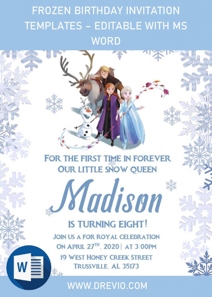 Invitation Template of Frozen Invitation Templates - Editable With MS Word 1