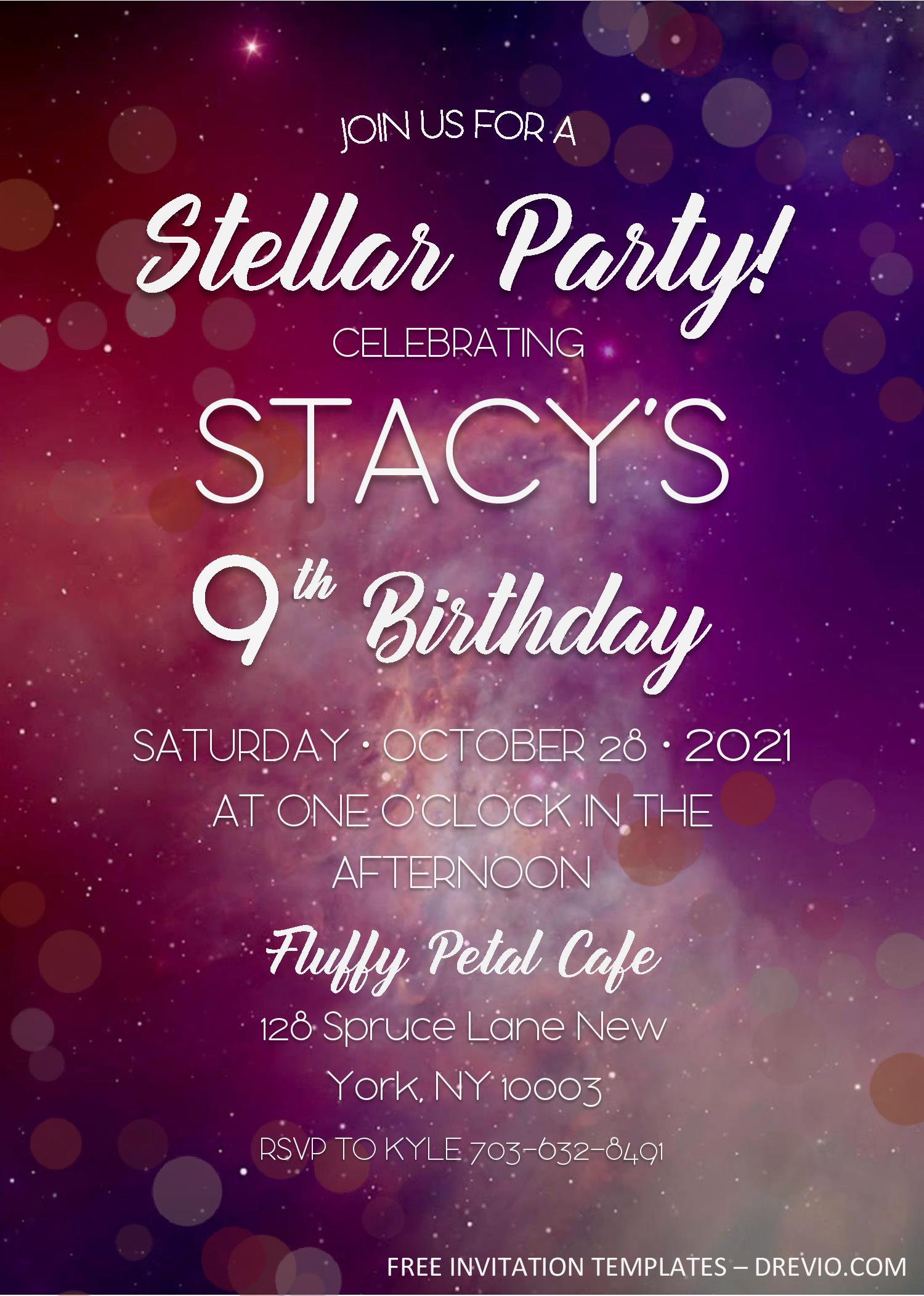 Galaxy Birthday Invitation Templates Editable With Ms Word Download Hundreds Free Printable Birthday Invitation Templates