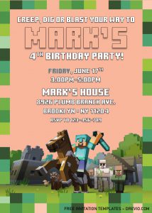 Minecraft Birthday Invitation Templates – Editable With MS Word ...
