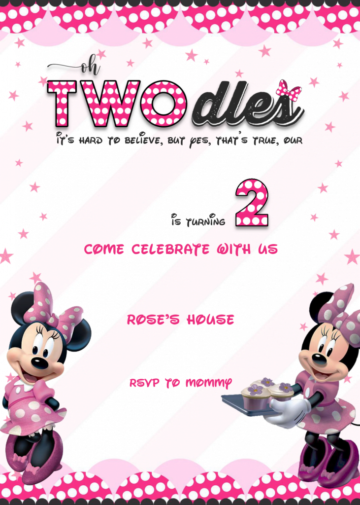 Minnie Mouse Invitation Templates - Editable .DOCX FILE and has minnie mouse graphics