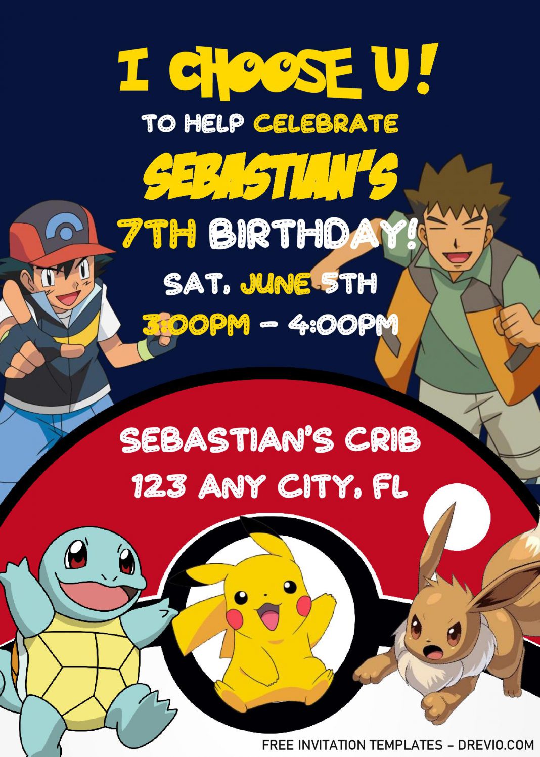 Pokemon Invitation Templates - Editable With MS Word - Drevio : Free ...