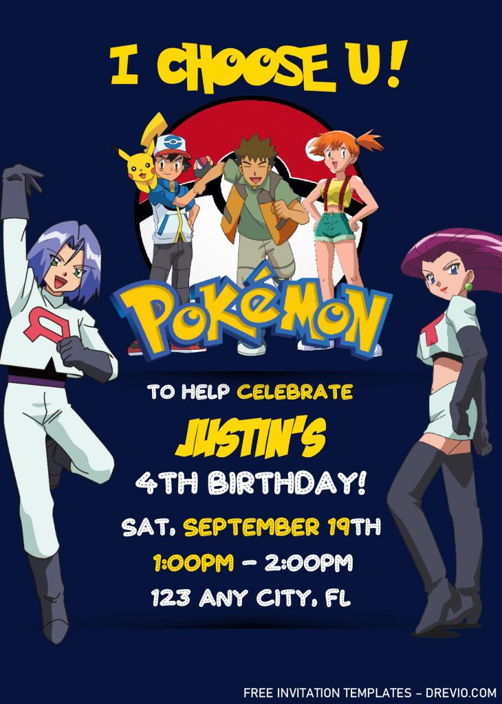 Pokemon Invitation Templates - Editable With MS Word and has team rocket graphics