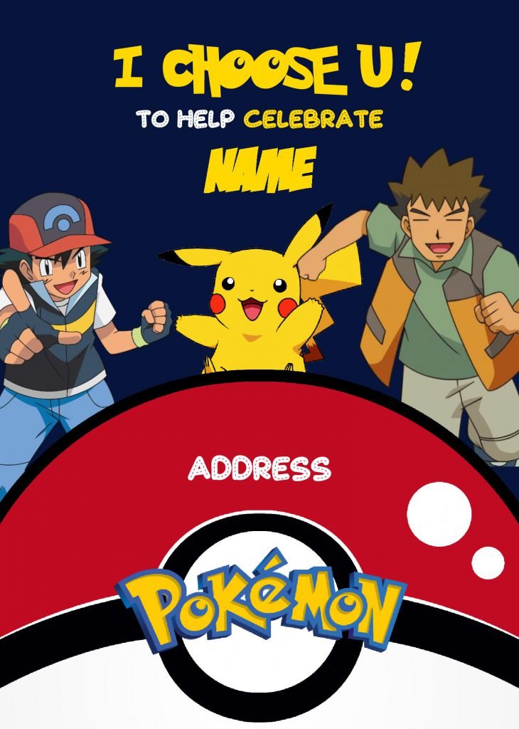 Pokemon Invitation Templates - Editable With MS Word and has dark blue background
