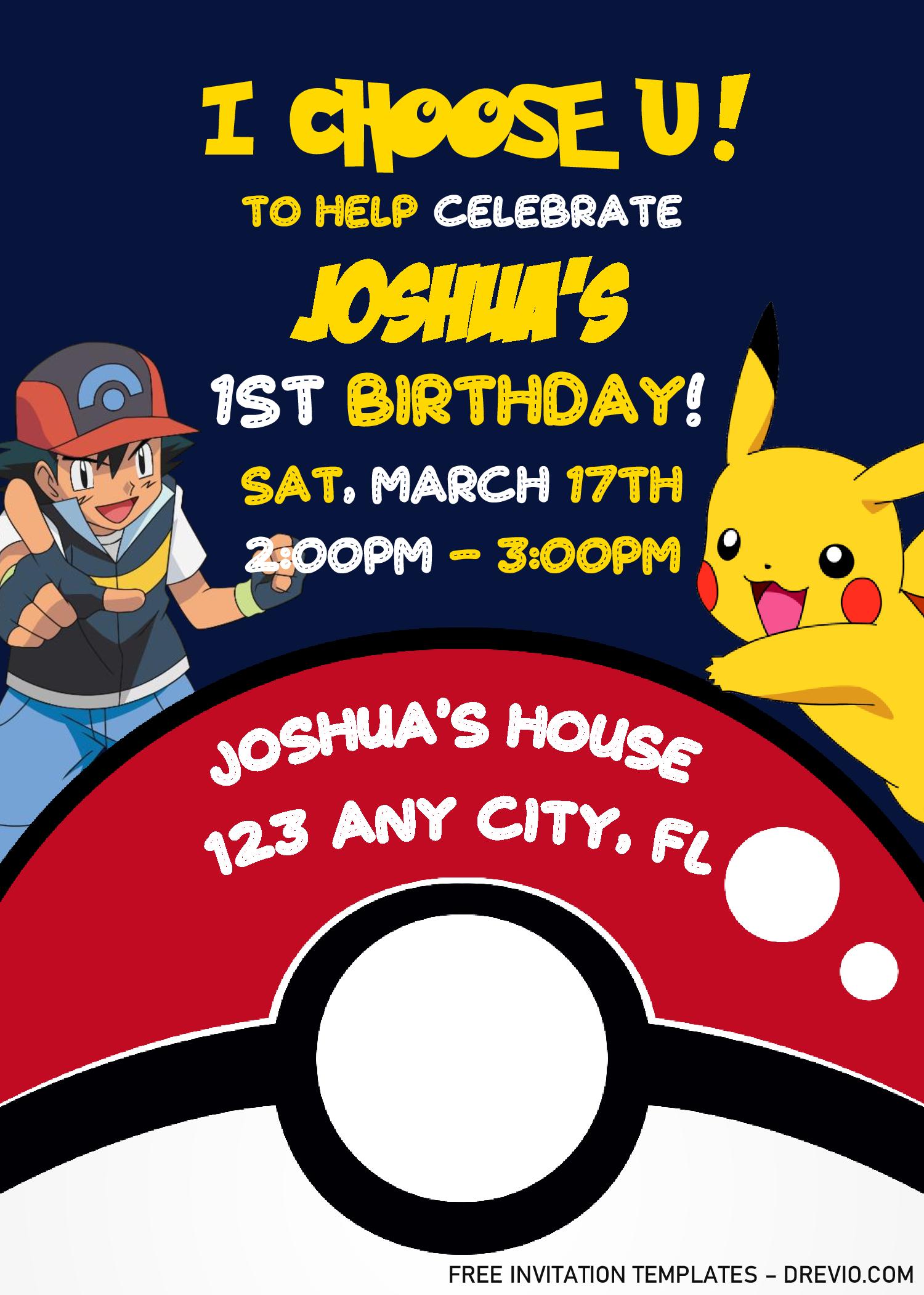 Pokemon Invitation Templates Editable With MS Word Download