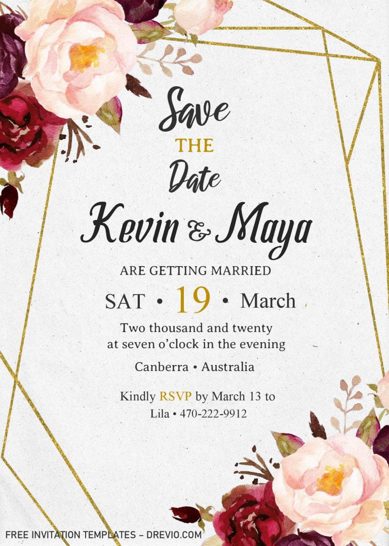 Save The Date Invitation Templates - Editable With MS Word - Drevio ...