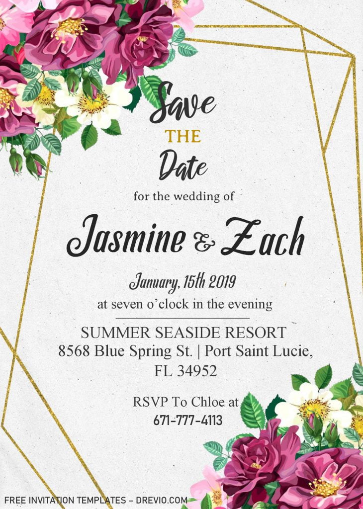 Save The Date Invitation Templates - Editable With MS Word and has Portrait Orientation Design