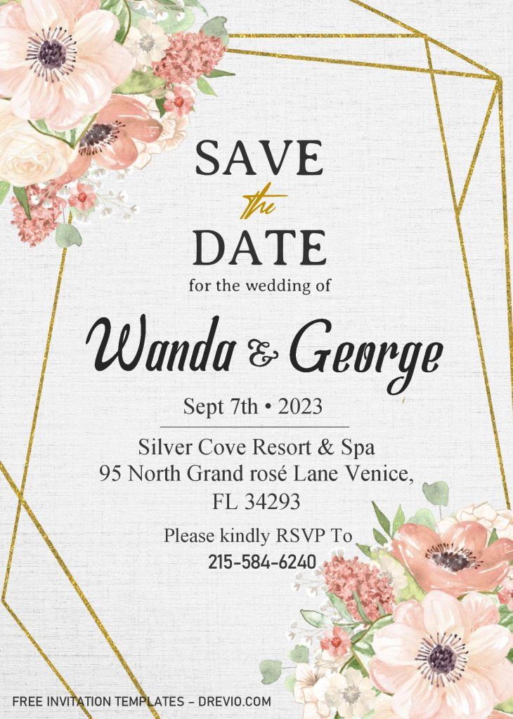 Save The Date Invitation Templates - Editable With MS Word and has Paper Grain textured background
