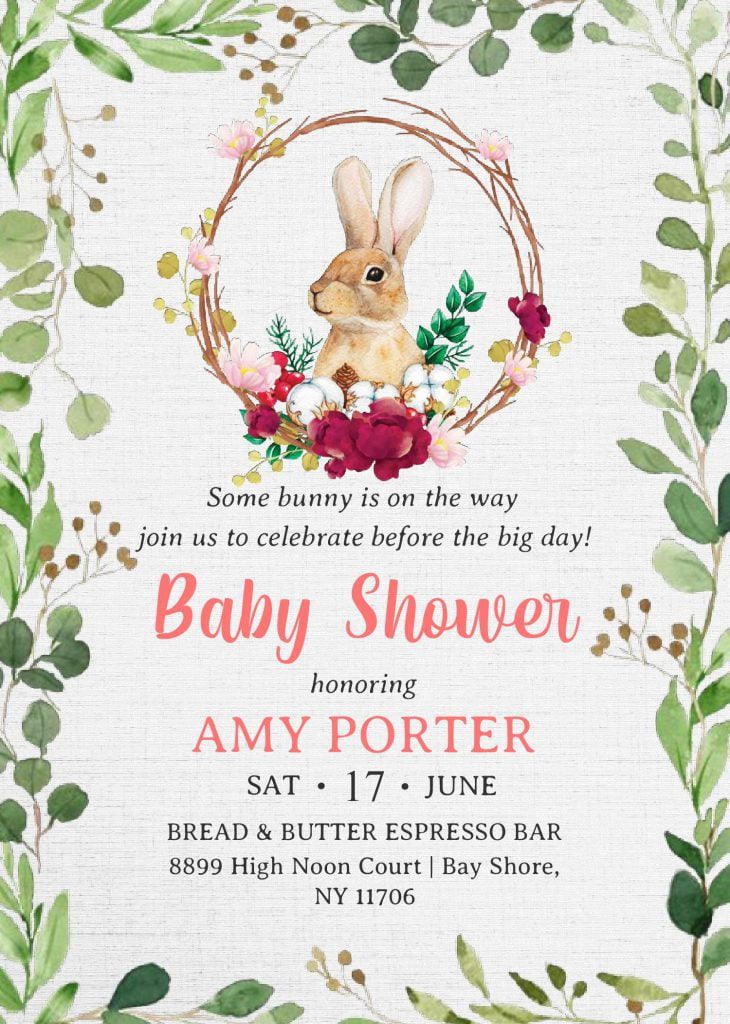 Some Bunny Invitation Templates - Editable With MS Word and has canvas texture background
