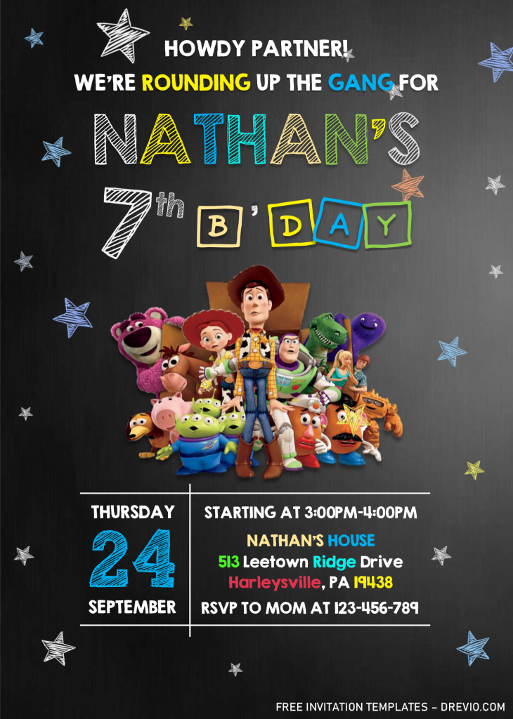 Toy Story Invitation Templates - Editable With Microsoft Word and has portrait design