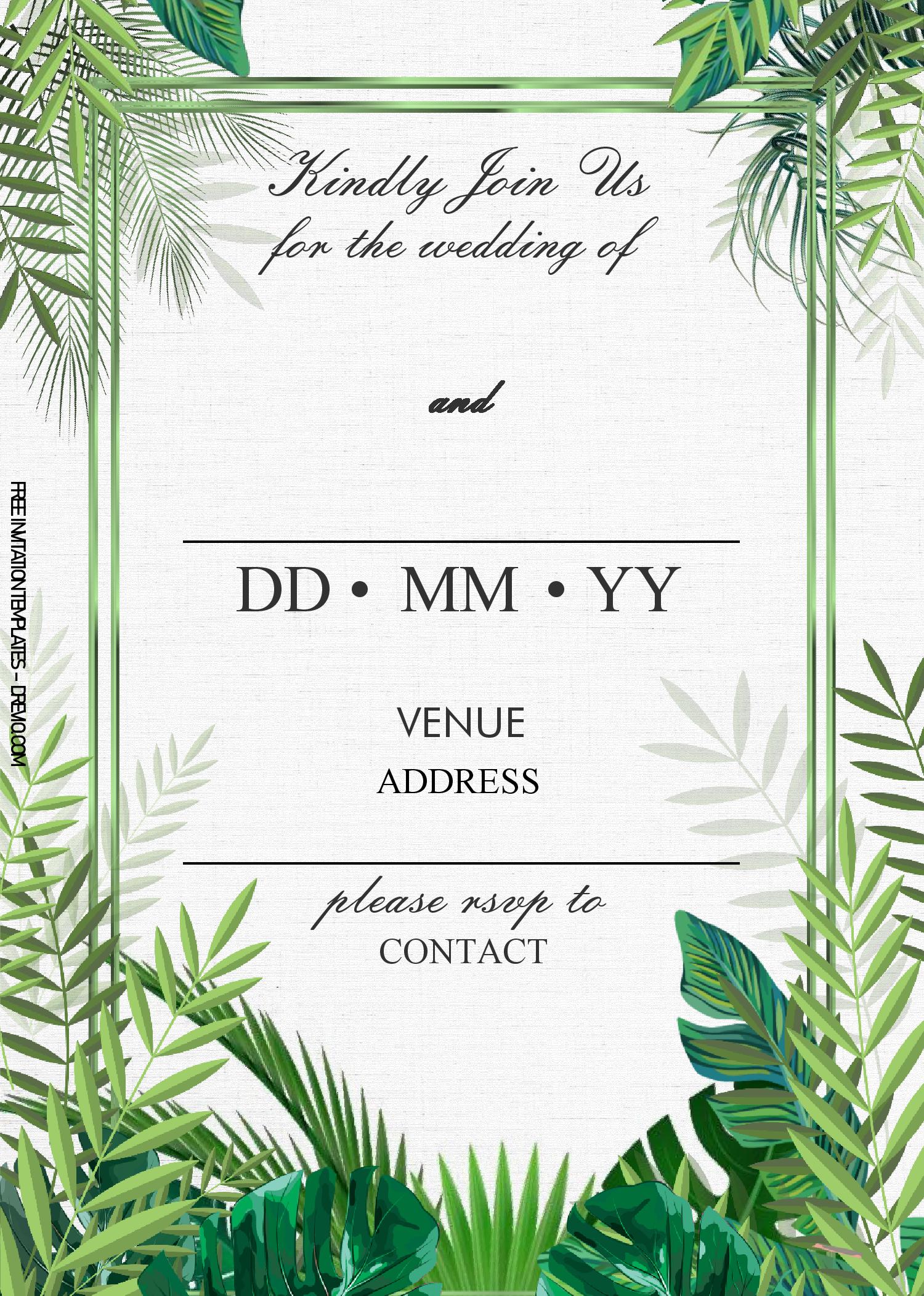 Tropical Leaves Invitation Templates – Editable With MS Word | Download  Hundreds FREE PRINTABLE Birthday Invitation Templates