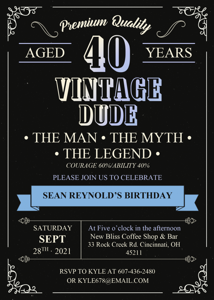 Vintage Dude Invitation Templates - Editable With Microsoft Word and has vintage fonts
