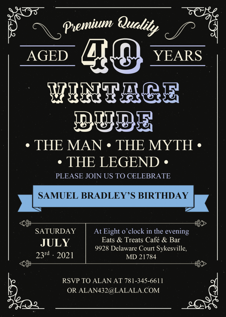 Vintage Dude Invitation Templates - Editable With Microsoft Word and has 