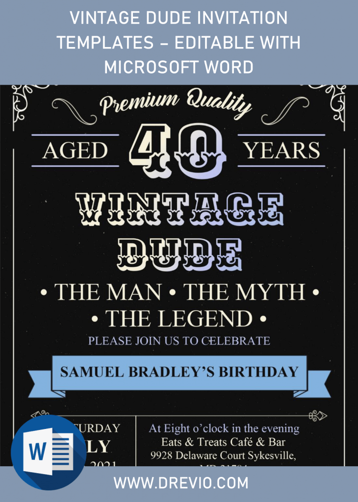 Invitation Template of Vintage Dude Invitation Templates - Editable With Microsoft Word 1