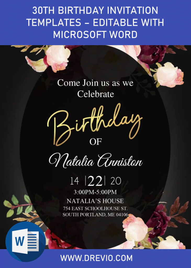 Invitation Template of 30TH Birthday Invitation Templates - Editable With Microsoft Word 1