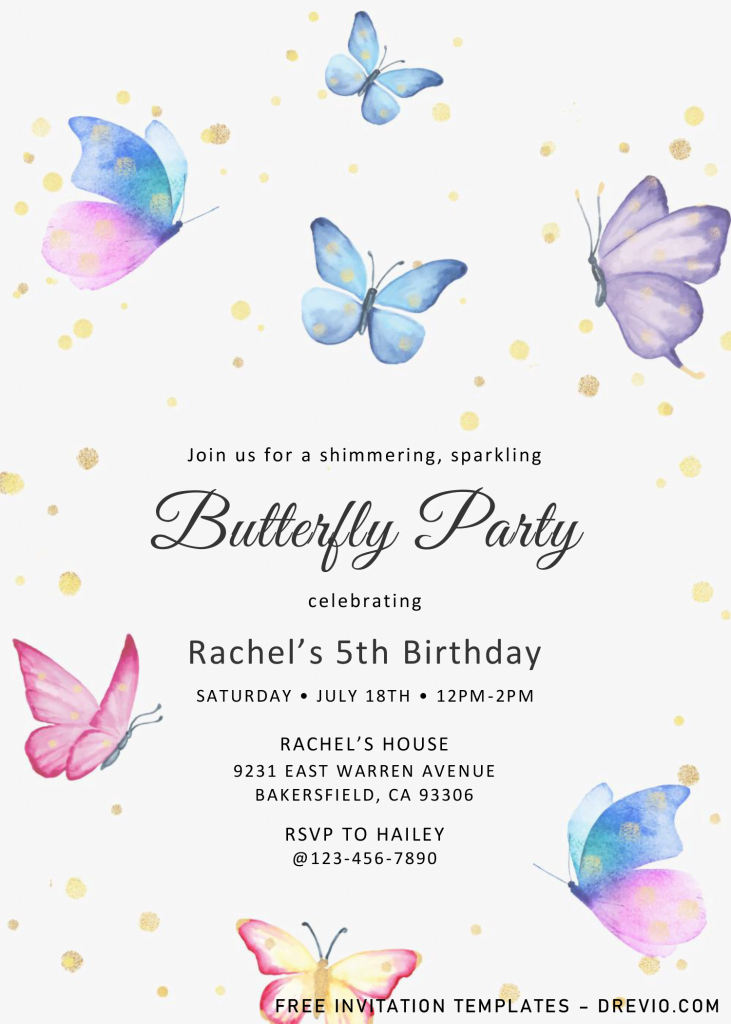 Magical Butterflies Invitation Templates - Editable .Docx and has 