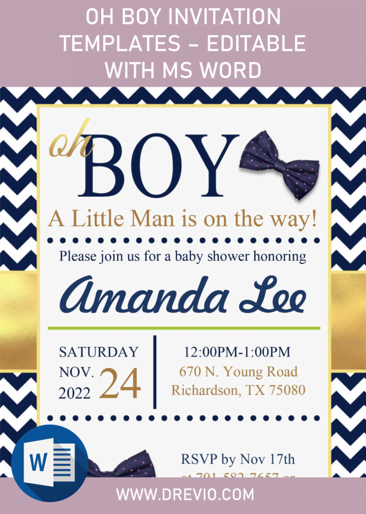 Invitation Template of Oh Boy Invitation Templates - Editable With MS Word 1