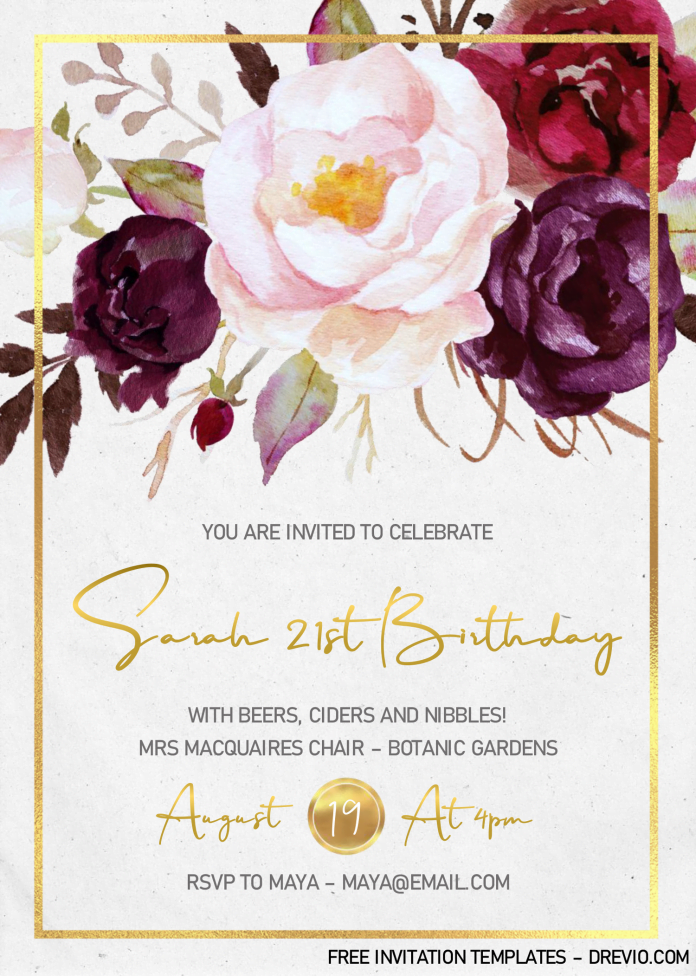 Flower A Download Hundreds FREE PRINTABLE Birthday Invitation