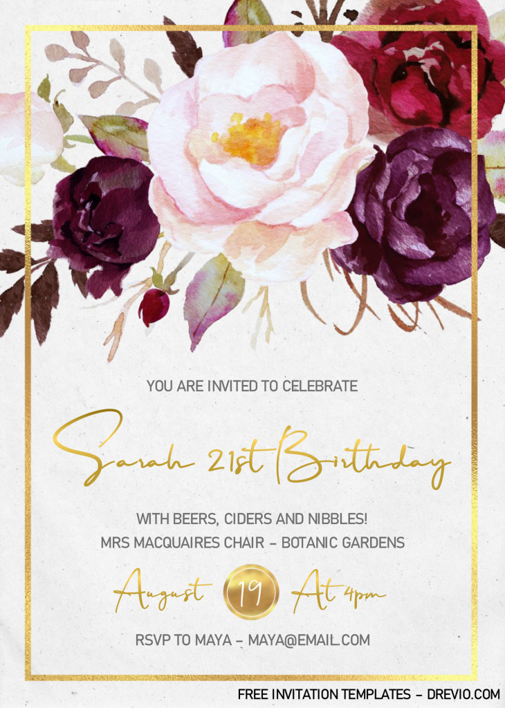 Flower Girl Invitation Templates - Editable With Microsoft Word and has watercolor floral design