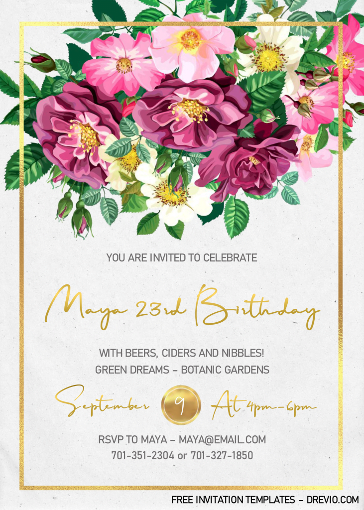 Flower Girl Invitation Templates - Editable With Microsoft Word and has gold fonts