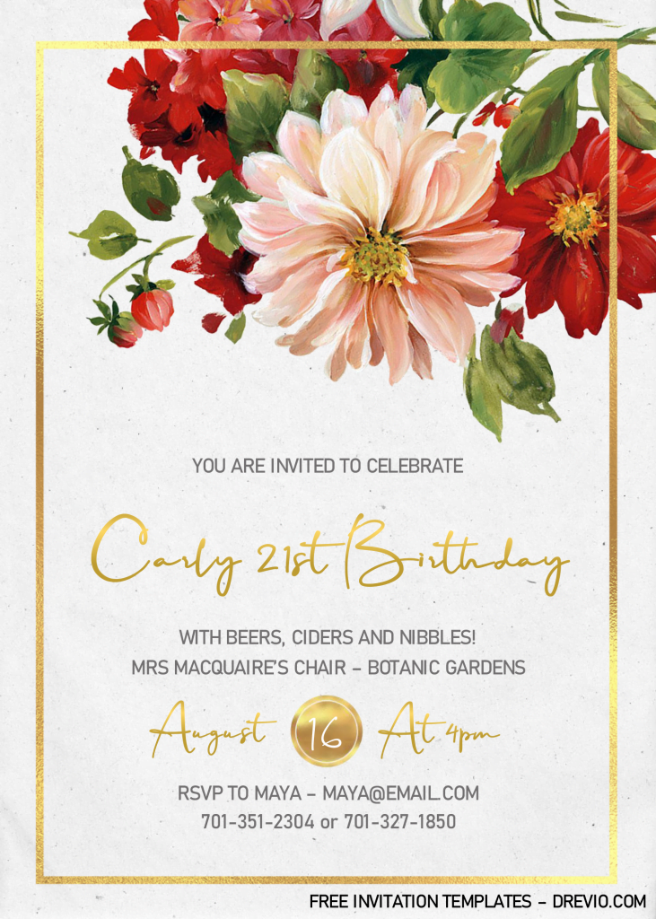 Flower Girl Invitation Templates - Editable With Microsoft Word and has gold foil finished rame