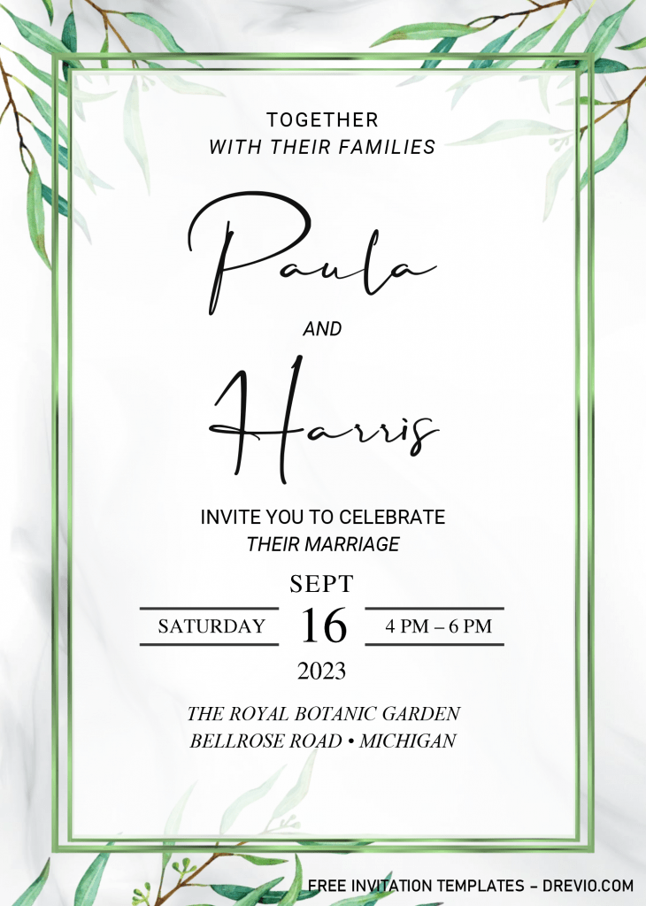 Invitation Template of Greenery Eucalyptus Invitation Templates - Editable .Docx 7