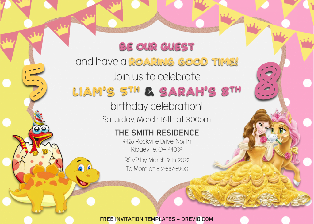 Invitation Template of Cute Joint Birthday Invitation Templates - Editable .Docx 3