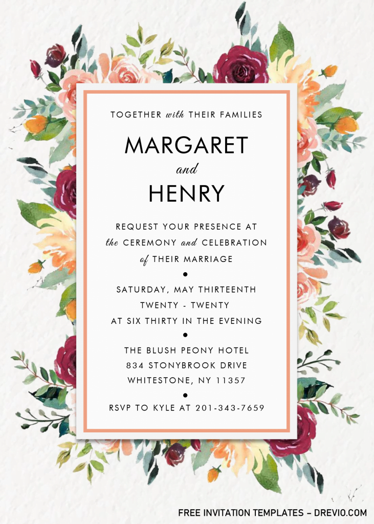 Invitation Template of Modern Floral Invitation Templates - Editable .Docx 2