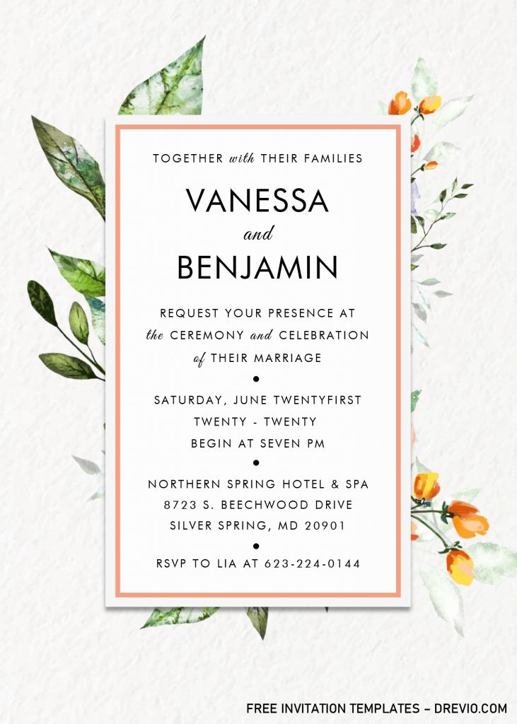 Modern Floral Invitation Templates - Editable .Docx and has beautiful font styles