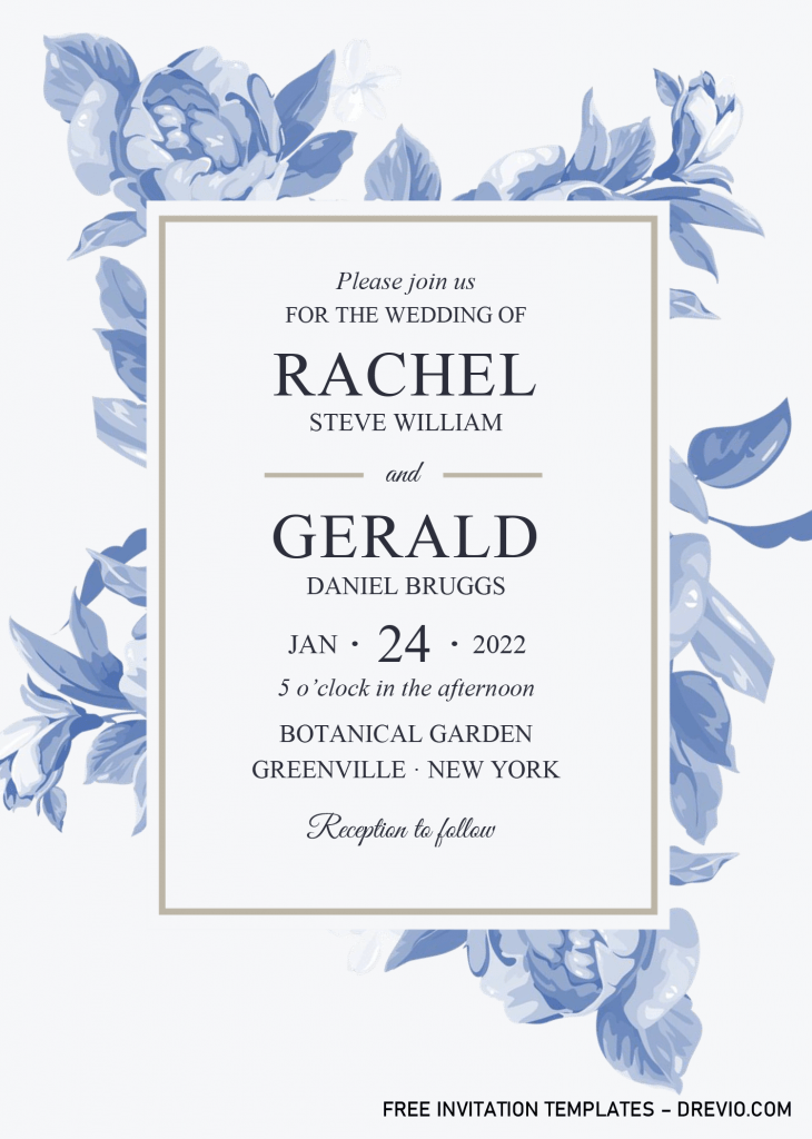 Modern Blue Invitation Templates - Editable With Microsoft Word and has canvas style background