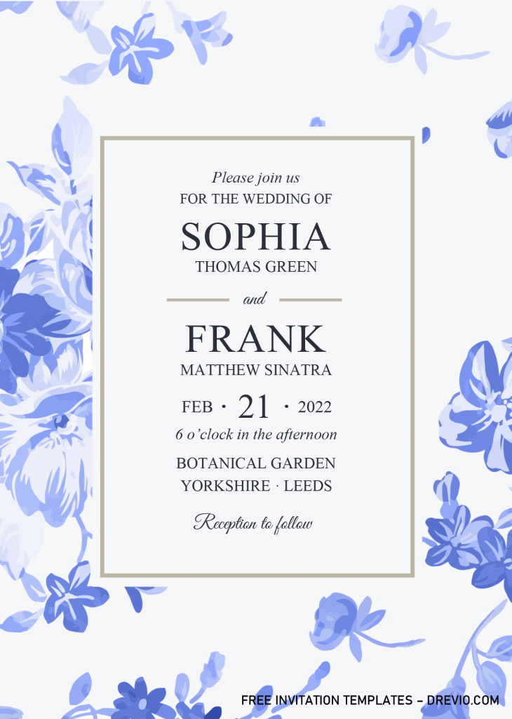 Modern Blue Invitation Templates - Editable With Microsoft Word and has white background