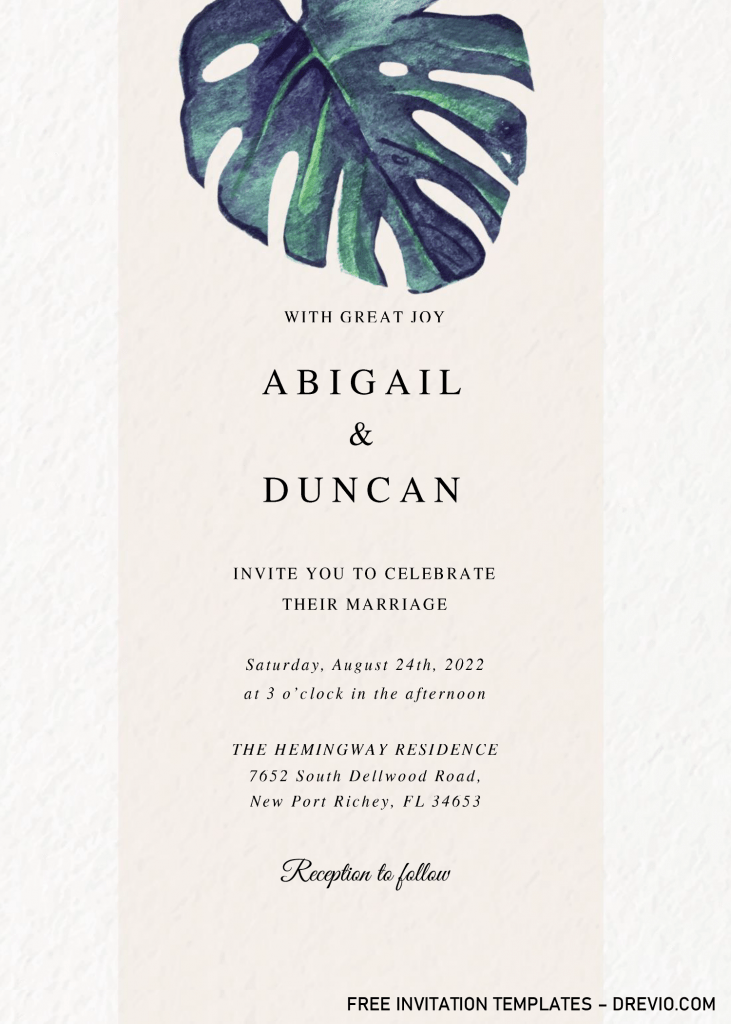 Modern Tropical Invitation Templates - Editable With MS Word and has 