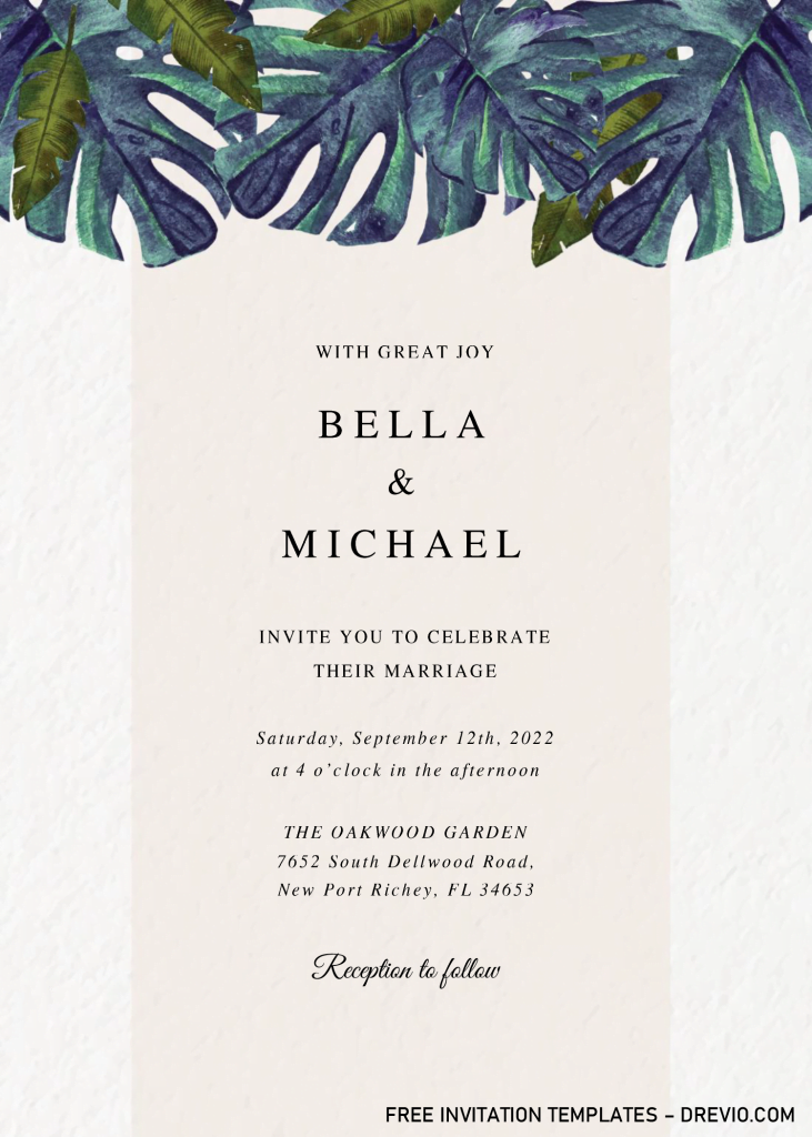 Modern Tropical Invitation Templates - Editable With MS Word and has classy design