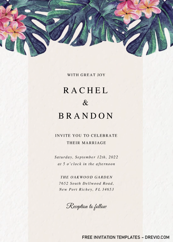 Modern Tropical Invitation Templates - Editable With MS Word and has minimal design