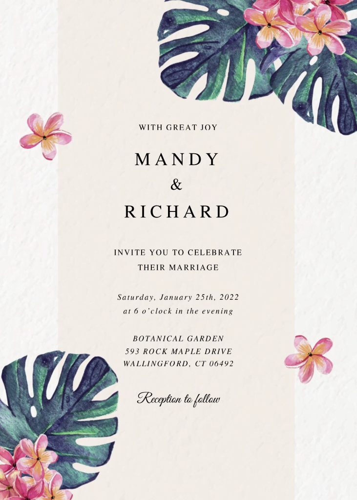 Modern Tropical Invitation Templates - Editable With MS Word and has portrait orientation design