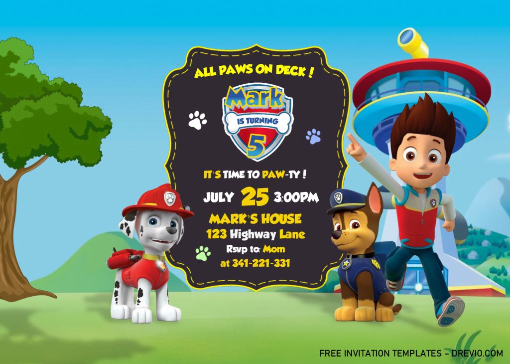 PAW Patrol Invitation Templates - Editable With MS Word and has Ryder and Chase