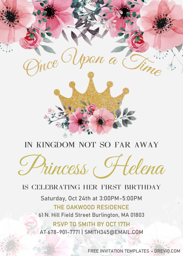 Princess Birthday Invitation Templates – Editable With Microsoft Word ...