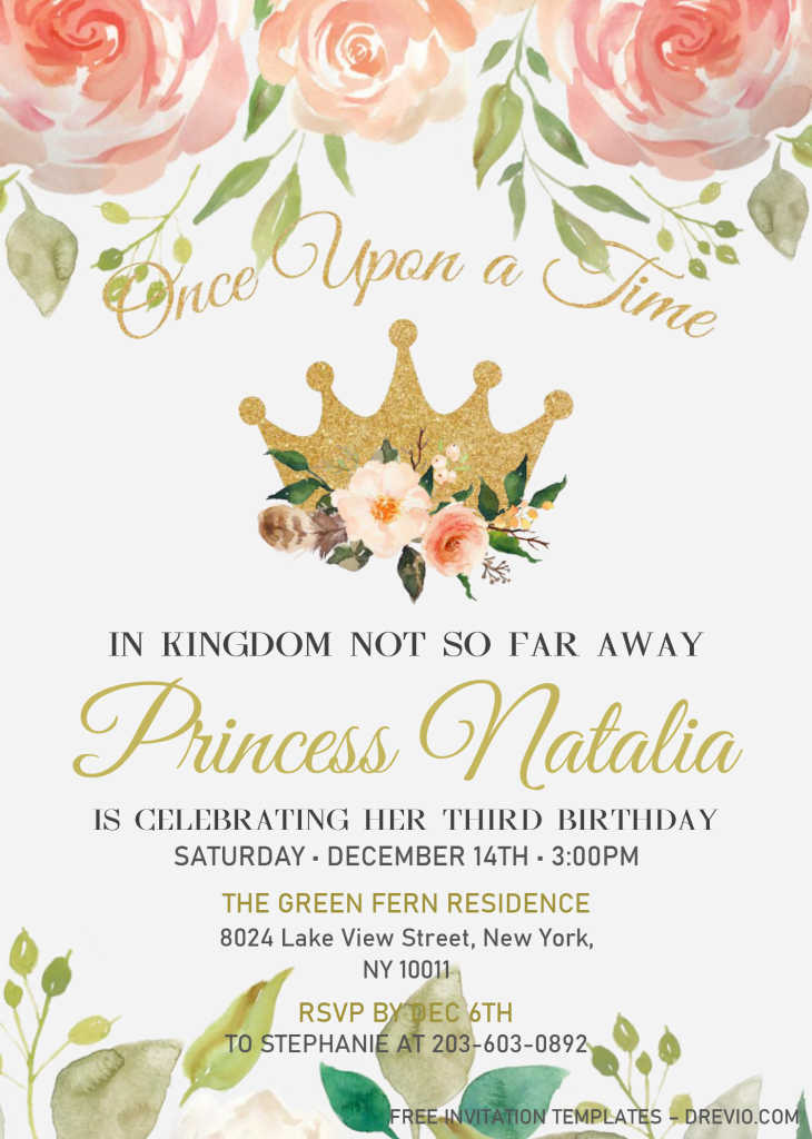 Princess Birthday Invitation Templates - Editable With Microsoft Word